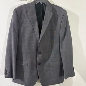 CHAPS Mens Suit Jacket Sport Coat Blazer Size 44R Gray Wool Blend Classic Office